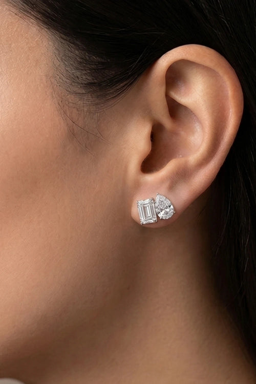 Emerald-Cut and Pear Solitaire Studs