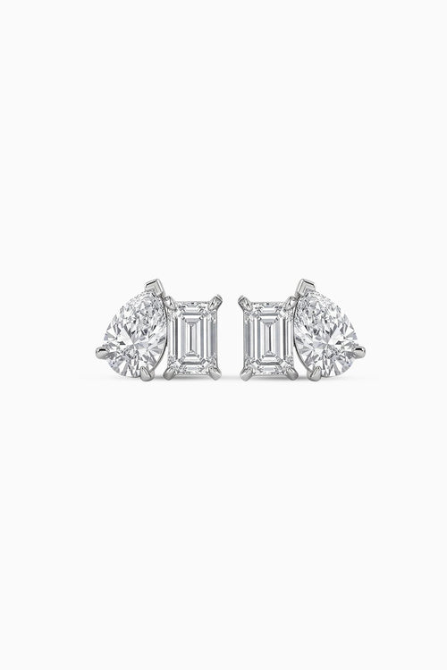 Emerald-Cut and Pear Solitaire Studs