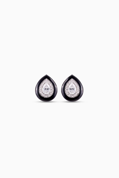 Pear Cut Solitaire Enamel Studs
