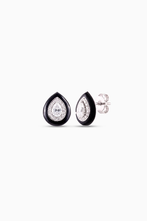 Pear Cut Solitaire Enamel Studs