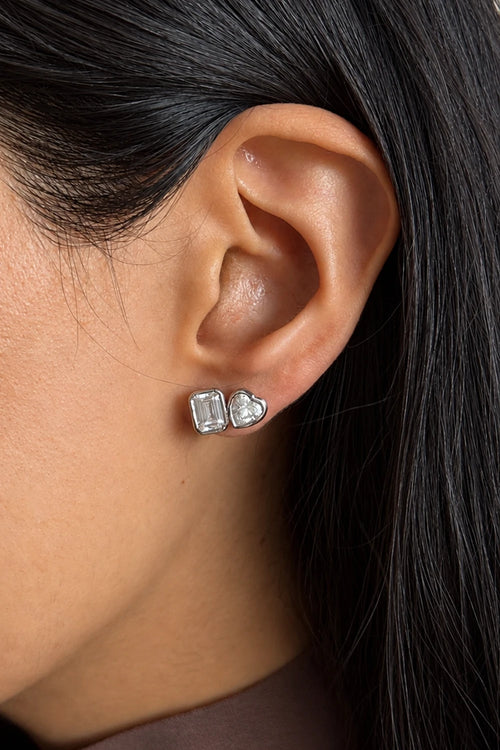 Liora Heart & Emerald Twin Studs