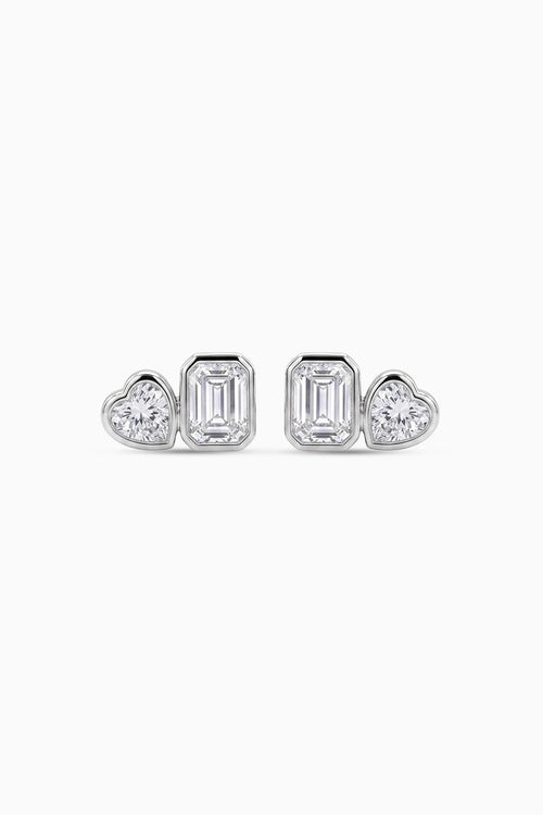 Liora Heart & Emerald Twin Studs