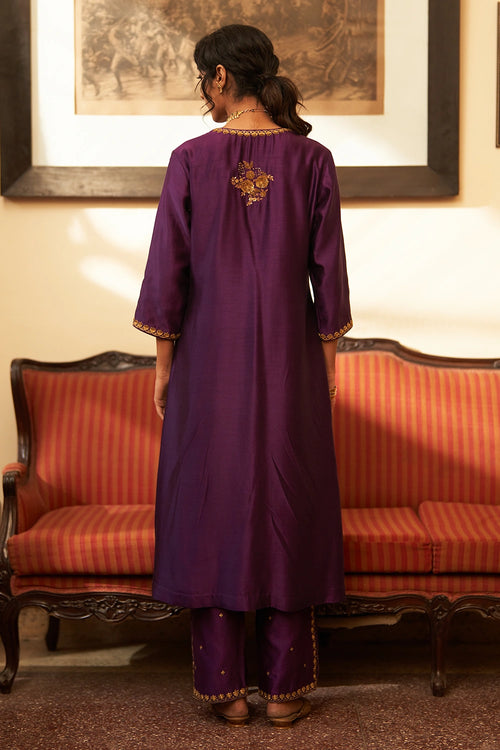 Rani Jamuni Sunahri Pleated Kurta Set