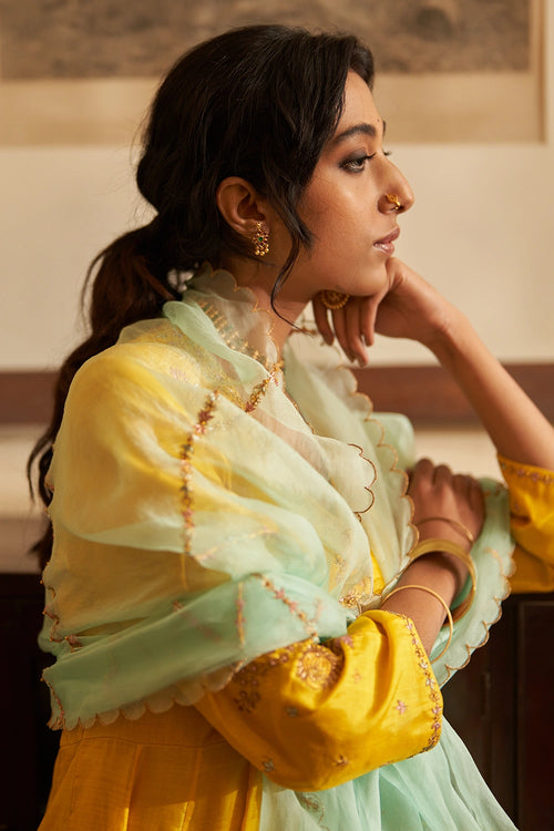 Sunahri Dhoop Kali Kurta Set