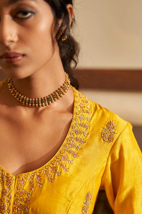 Sunahri Dhoop Kali Kurta Set