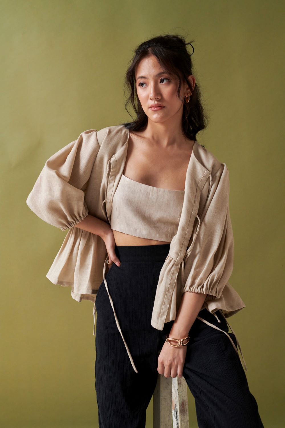 Taupe top with Cropped Inner