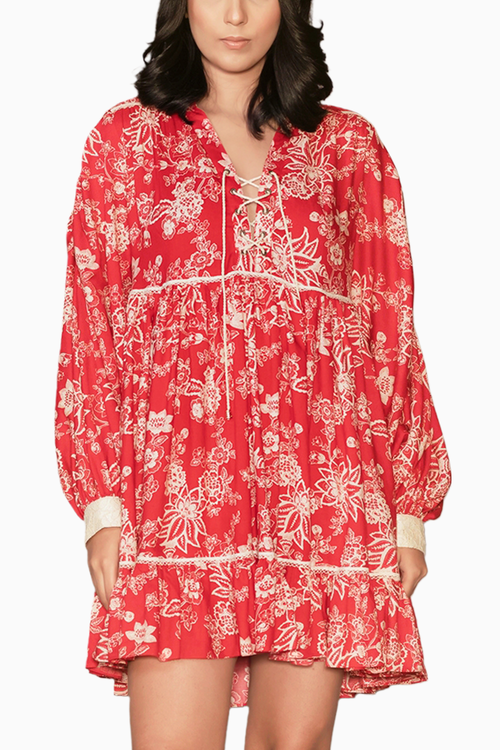 Eva Red Floral Printed Dress