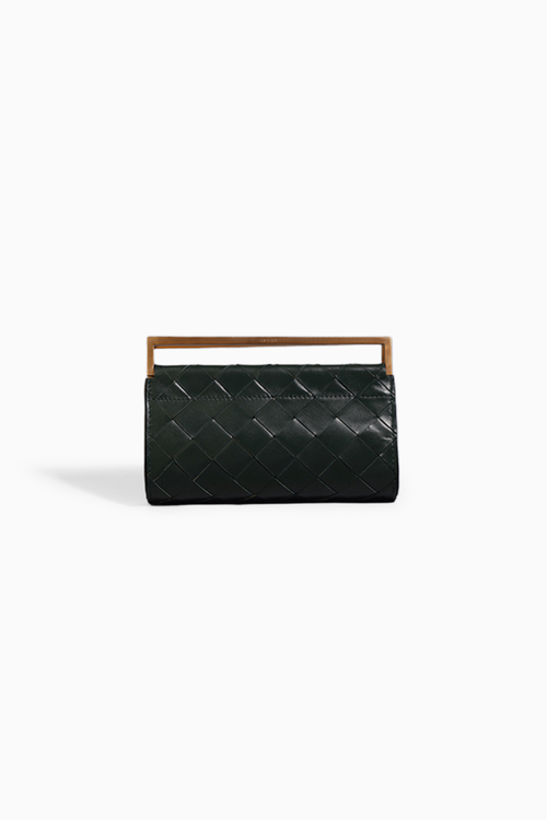 Green Woven Foldover Clutch