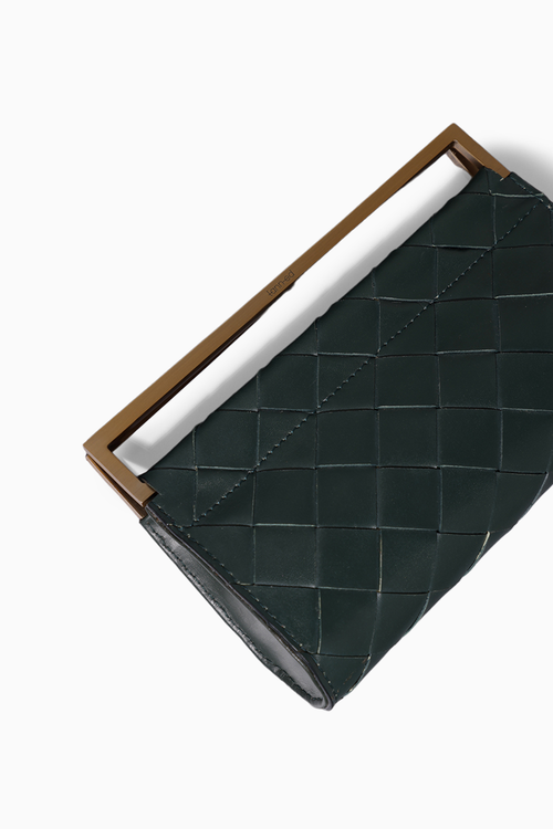 Green Woven Foldover Clutch