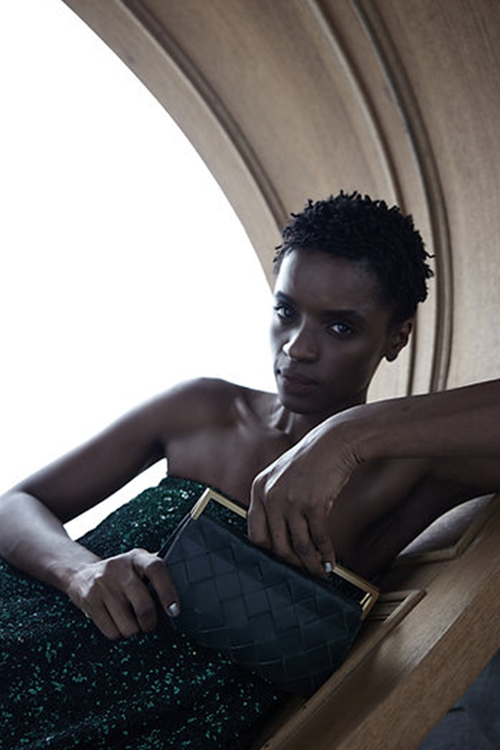 Green Woven Foldover Clutch