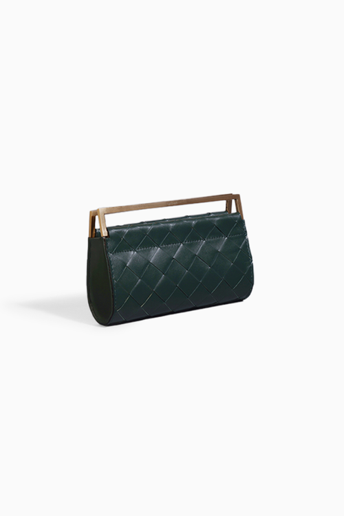 Green Woven Foldover Clutch