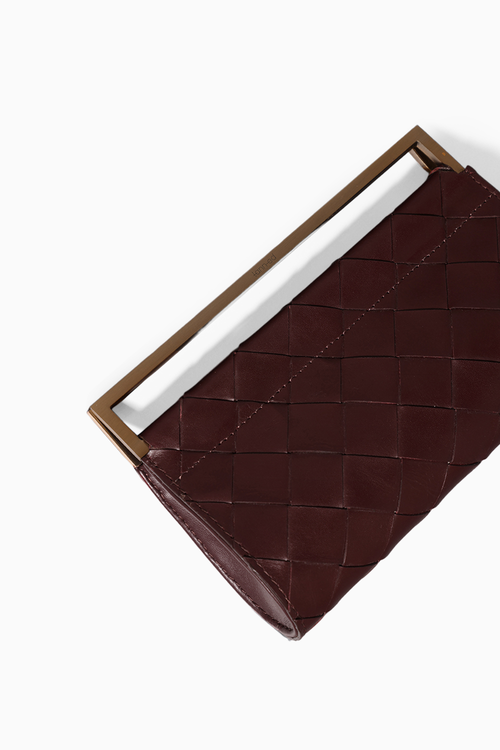 Carmine Red Woven Foldover Clutch