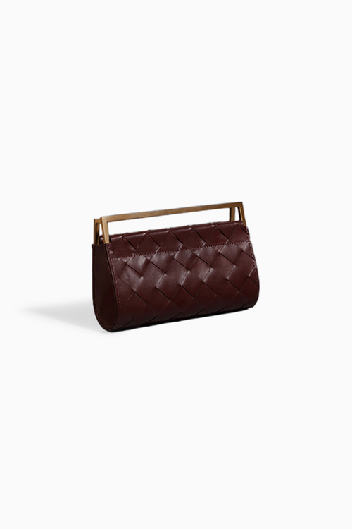 Carmine Red Woven Foldover Clutch