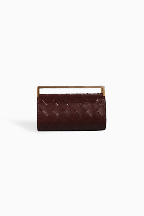 Carmine Red Woven Foldover Clutch