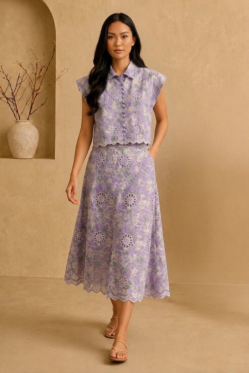 Lavender Bloom Skirt Set