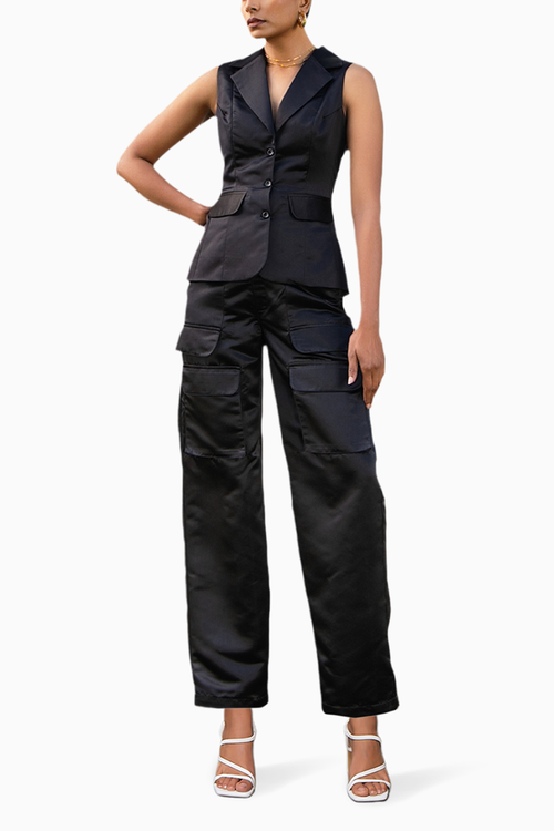 Eclipse Black Top with Pants Set