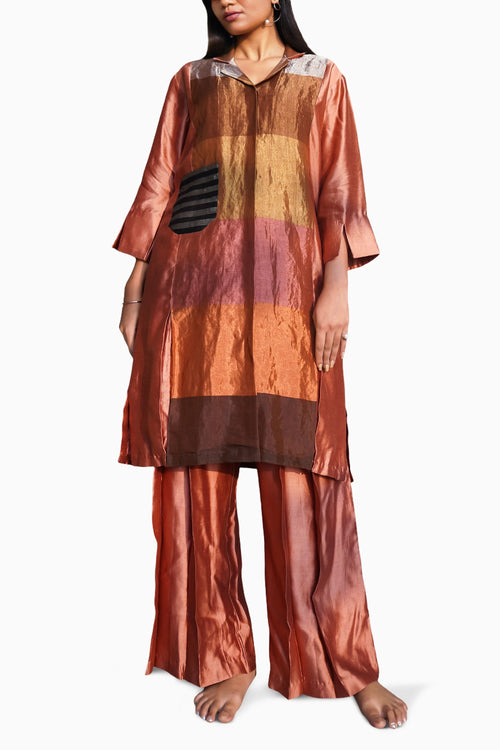 Dhun Zari Multi Stripe Long Shirt Set