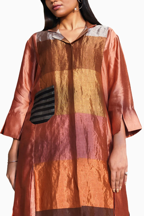 Dhun Zari Multi Stripe Long Shirt Set