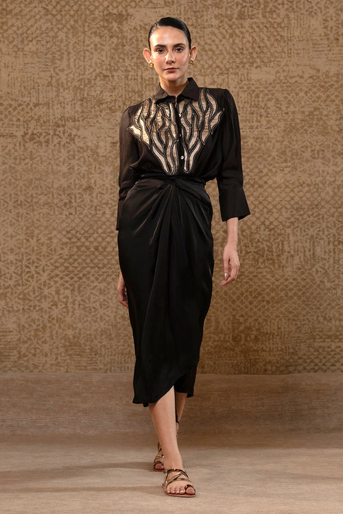 Diamond Yolk Black Shirt Set