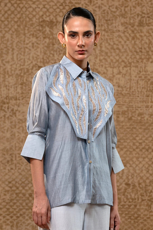 Diamond Yolk Blue Shirt Set