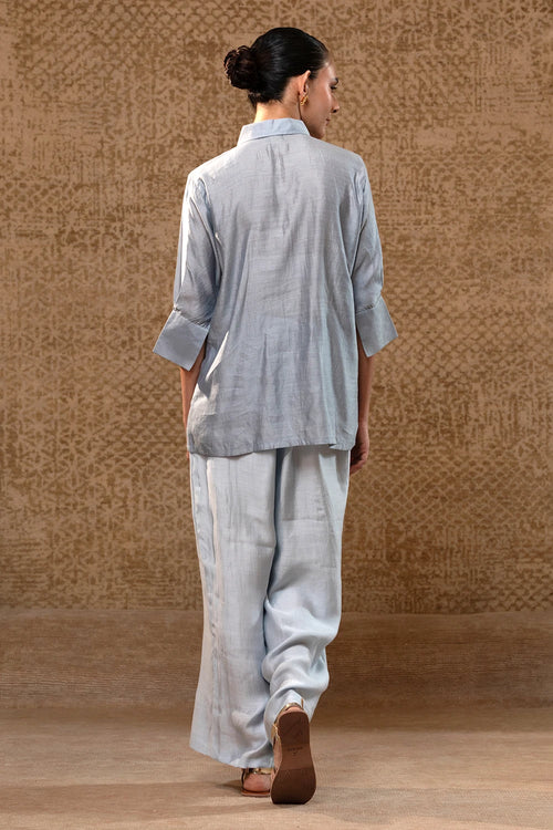 Diamond Yolk Blue Shirt Set