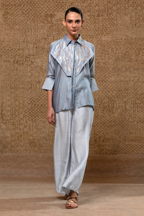 Diamond Yolk Blue Shirt Set