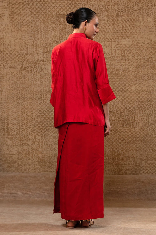 Diamond Yolk Red Shirt Set