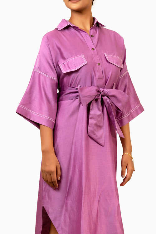 Grace Purple Tie-Kaftan Dress