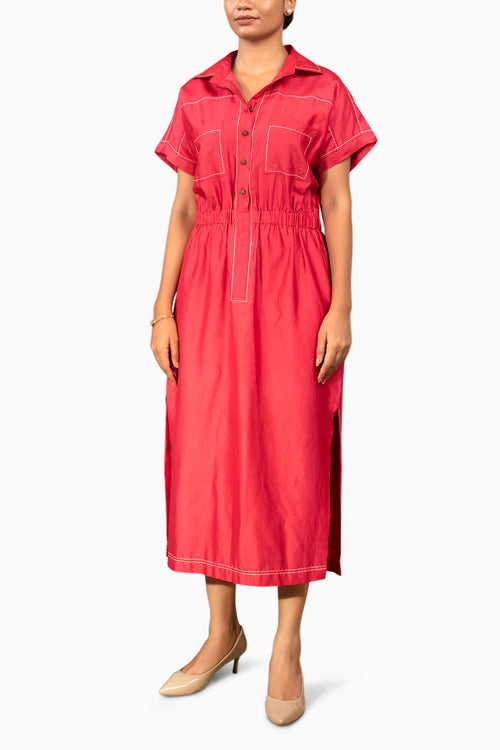 Grace Red Collared Dress