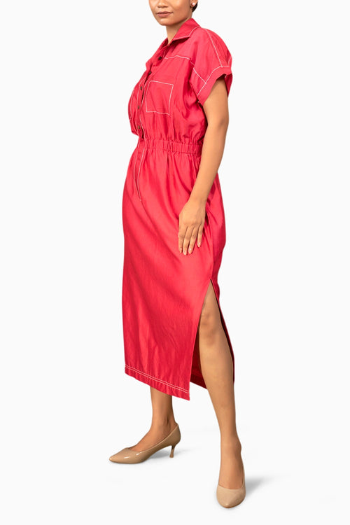 Grace Red Collared Dress