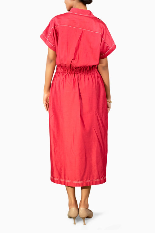 Grace Red Collared Dress