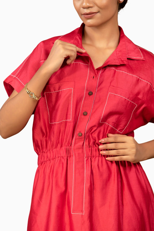 Grace Red Collared Dress