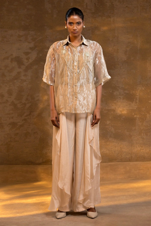Ivory Tulip Heart Tissue Shirt Set