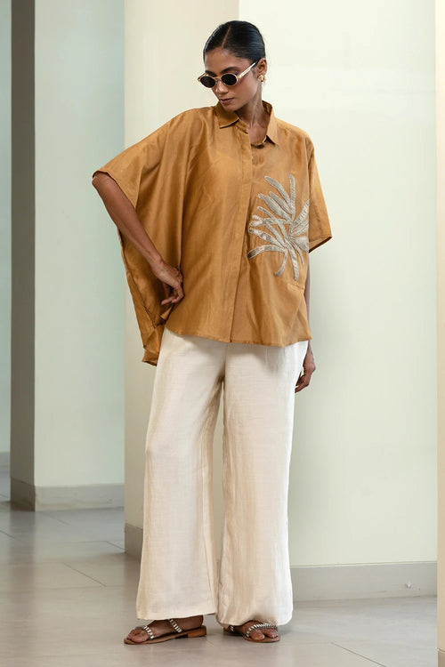 Leaf Beige Kaftan Shirt