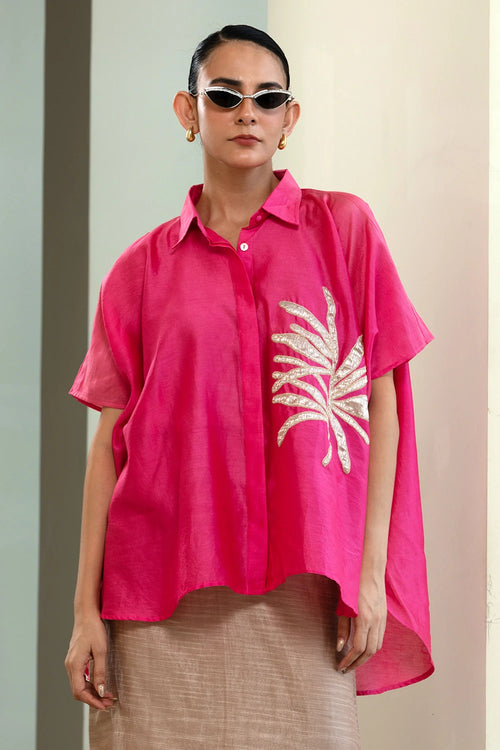 Leaf Pink Kaftan Shirt