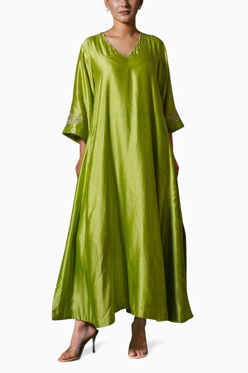 Noor Green Gather Dress