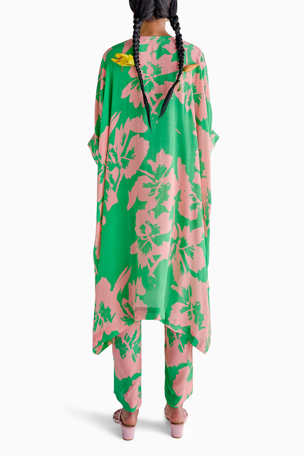 Green Print Kaftan Set