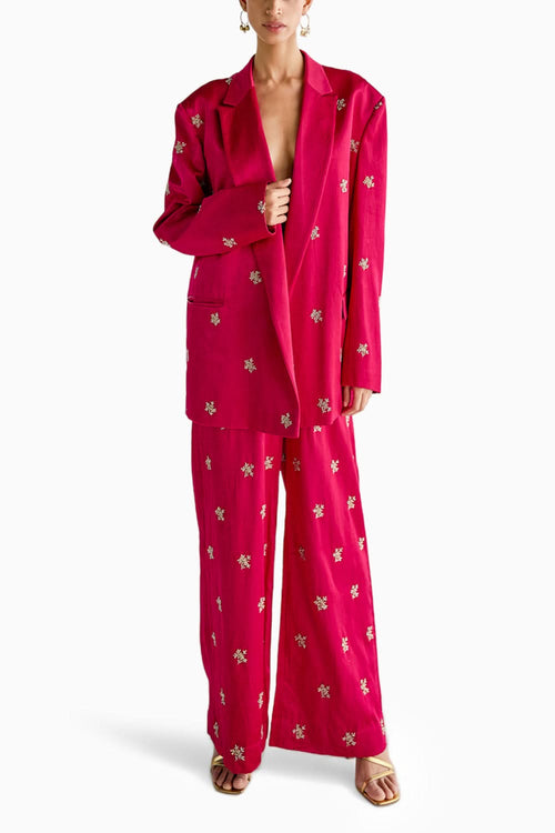 Embroidered Oversized Blazer Set