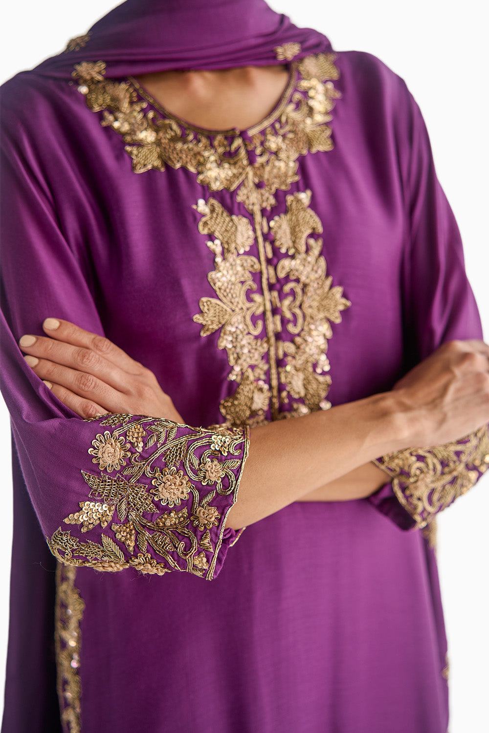 Embroidered Anti Fit Kurta Set