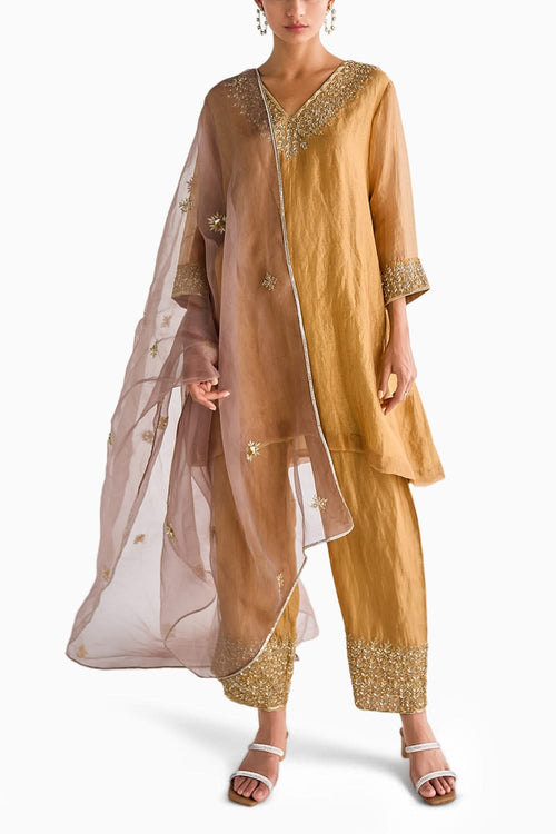 Gold A-Line Kurta Set