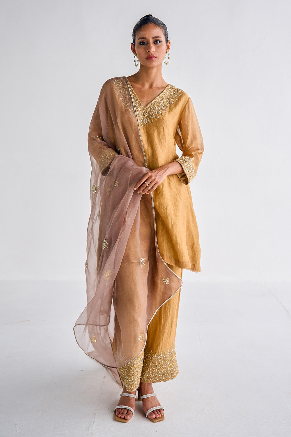 Gold A-Line Kurta Set