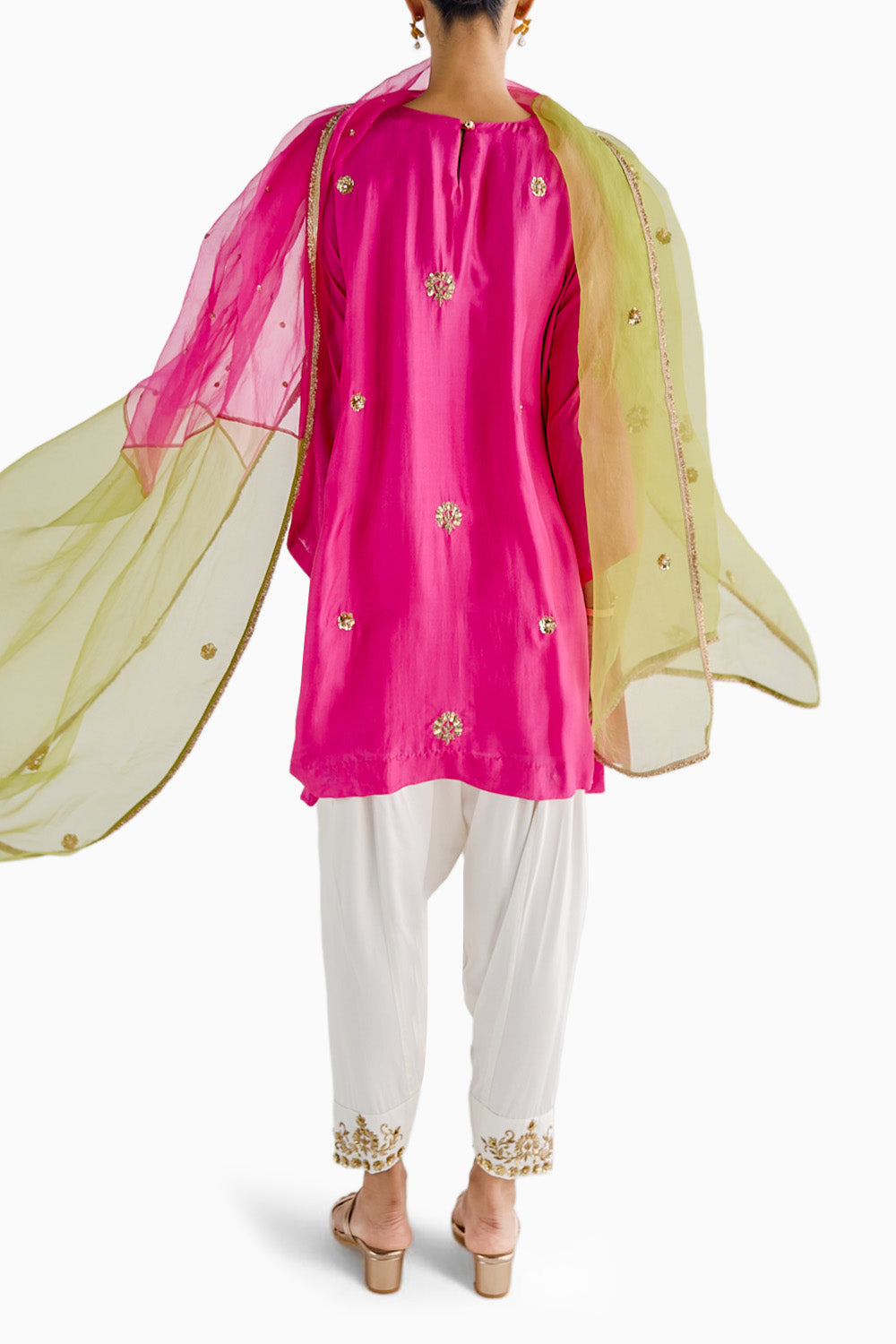 Pink Silk Embroidered Kurta Set