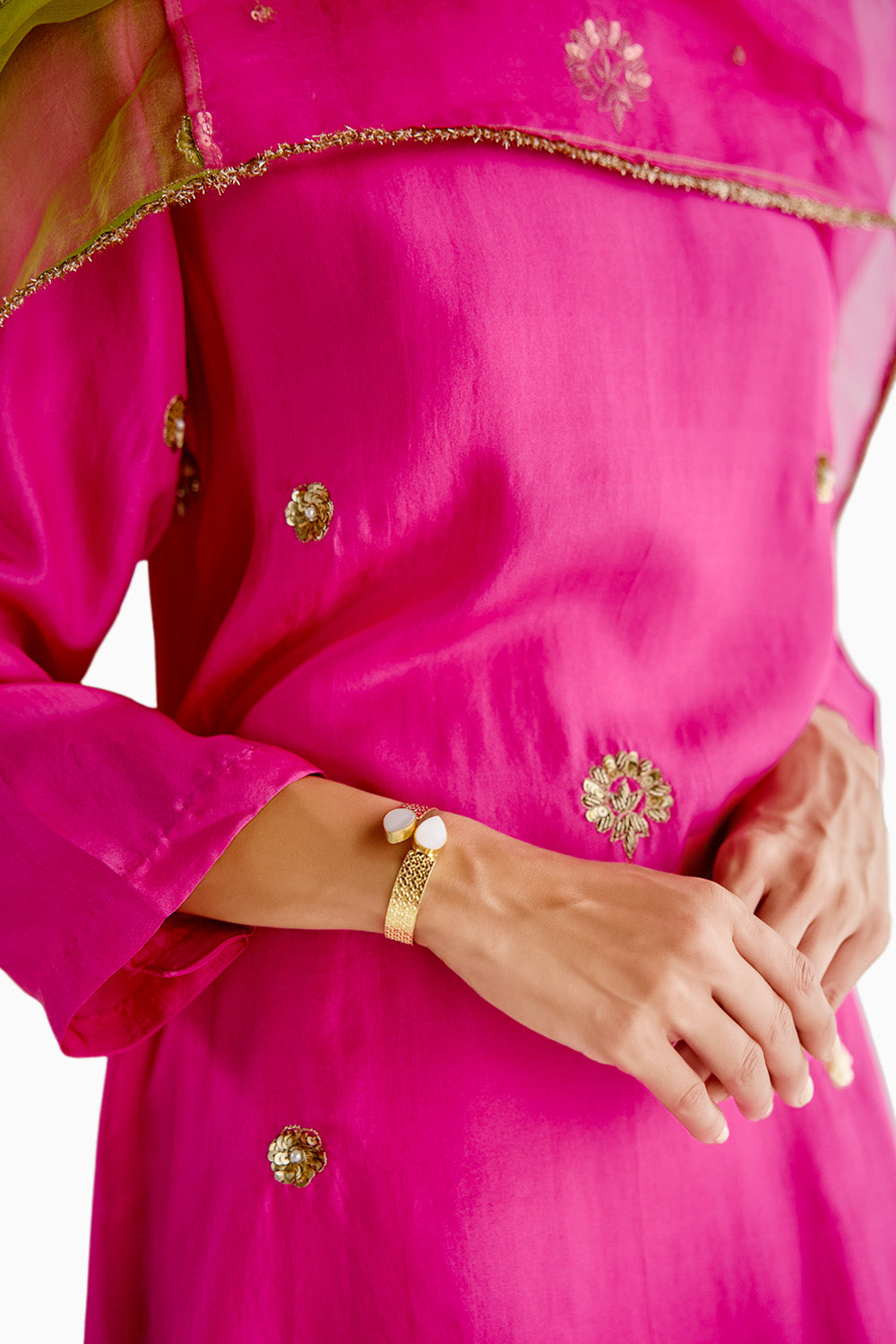 Pink Silk Embroidered Kurta Set