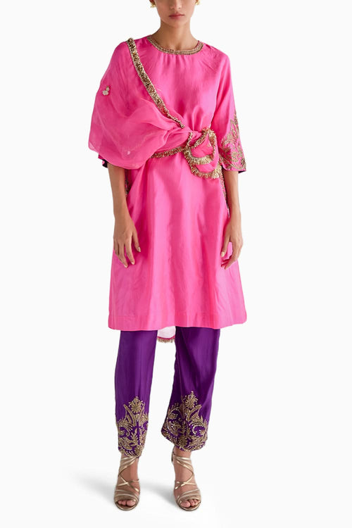 Silk Embroidered Kurta Set