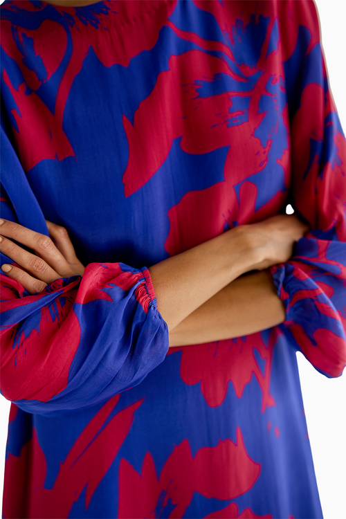 Blue Print A Line Kurta Pants