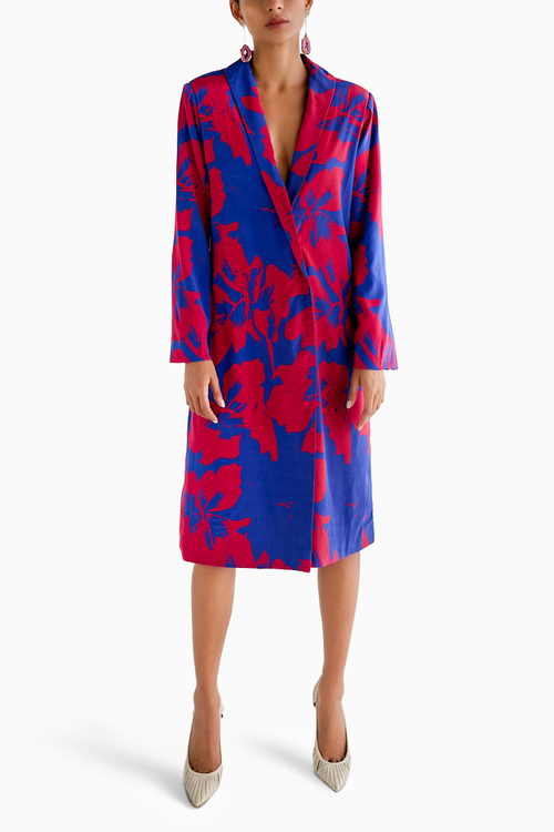 Blue Print Jacket Dress