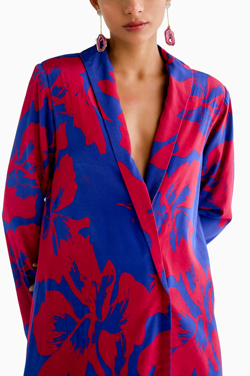 Blue Print Jacket Dress