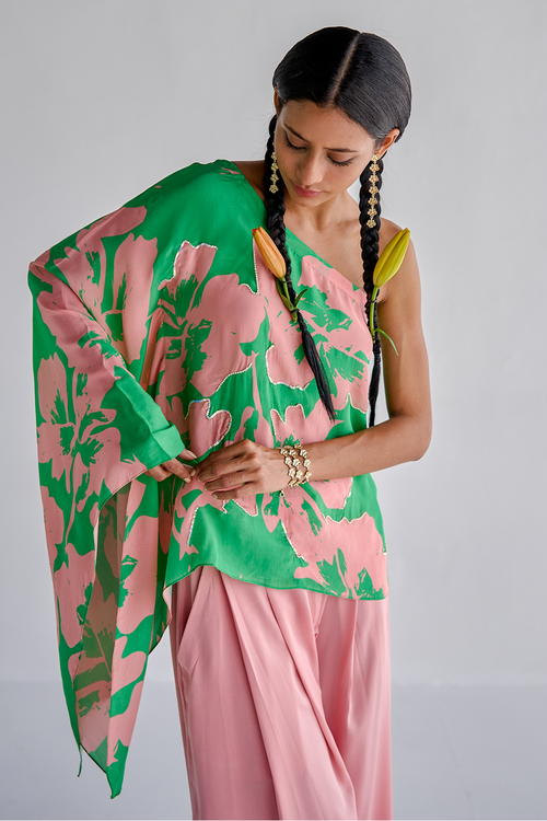 Green Pink Cape Set