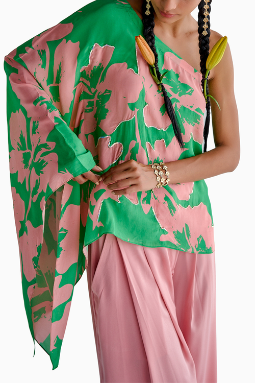 Green Pink Cape Set