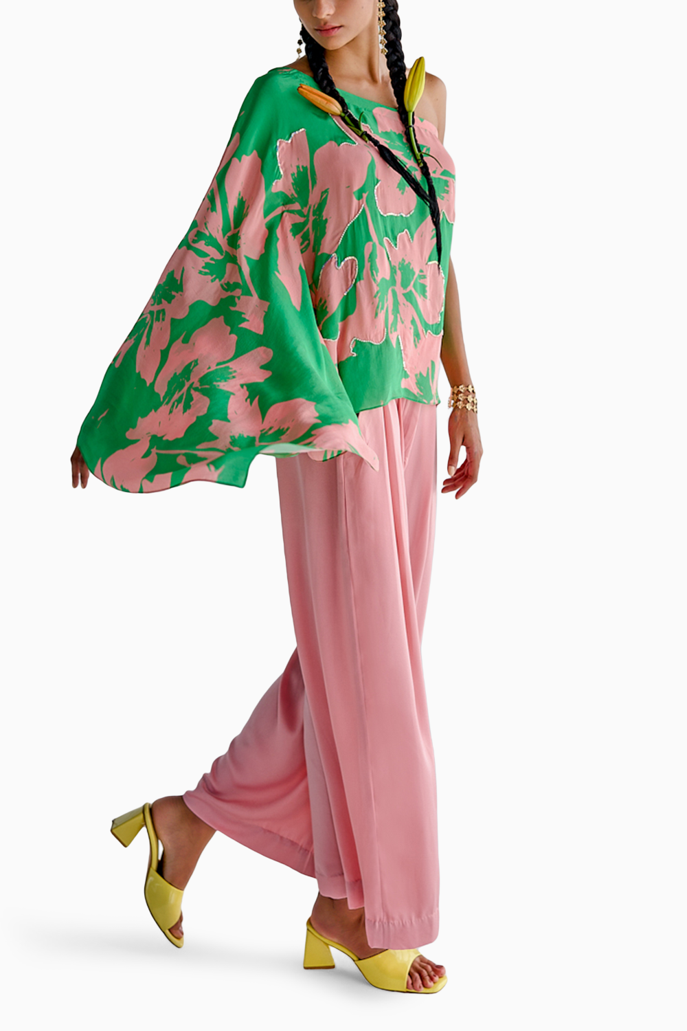 Green Pink Cape Set